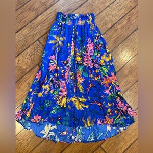 Rachel Roy floral maxi skirt size large blue colorful beach boho tropical summer